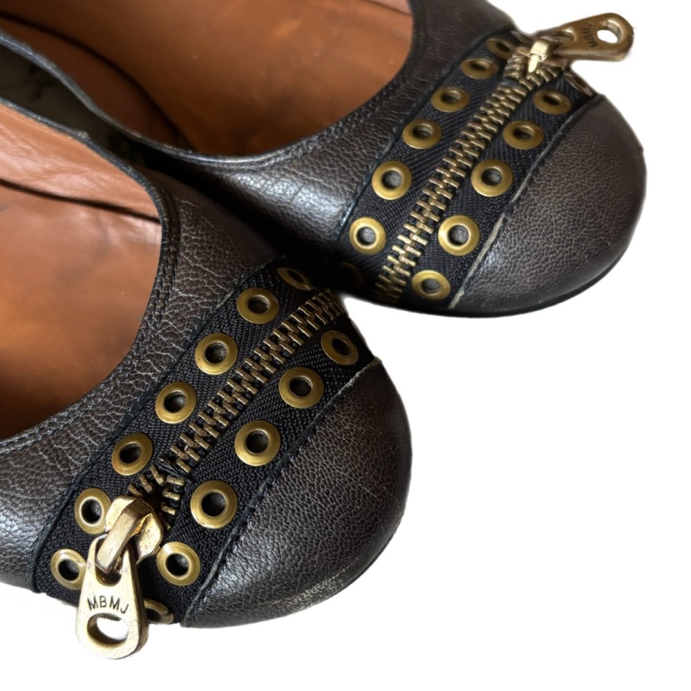 Marc Jacobs Blue/Denim Flats with Gold Zipper Design - Picture 3 of 5